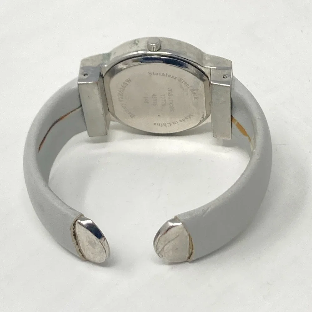 Maurices Women's Watch Chevron Dial 33mm Silver Tone Cuff New Battery SMALL 6